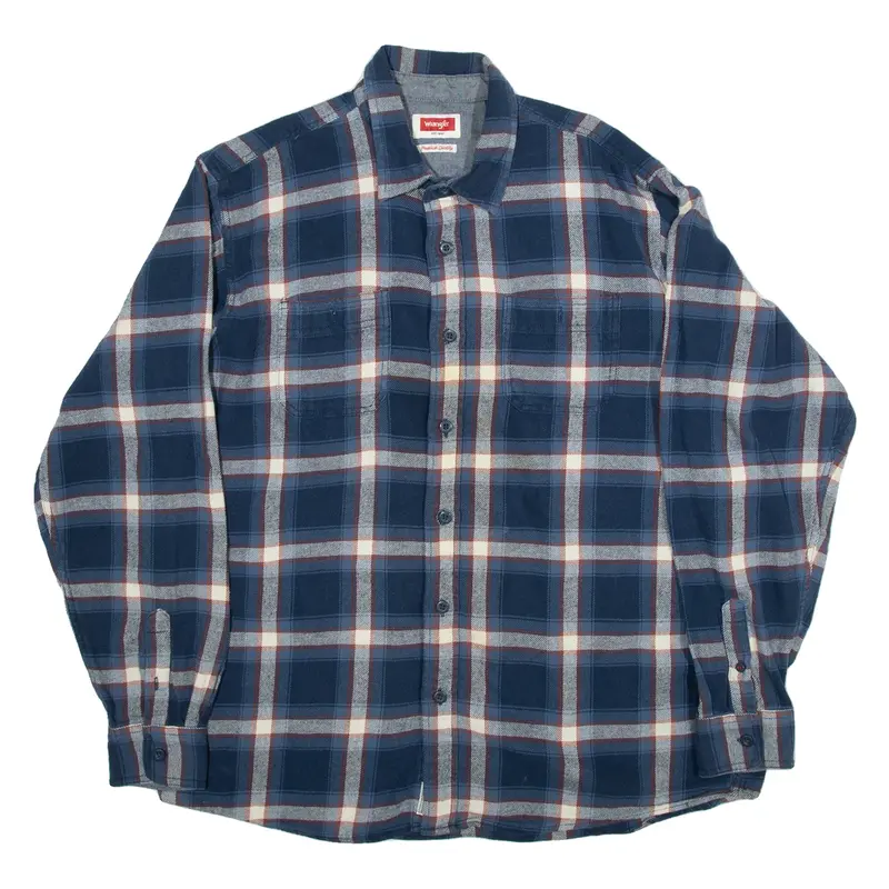WRANGLER Mens Shirt Blue Check Long Sleeve XL