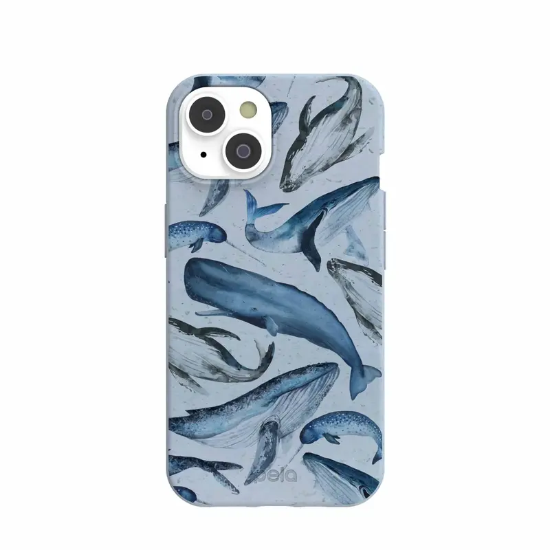 Powder Blue Whales iPhone 14/16e Case