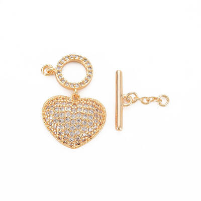 Brass Micro Pave Clear Cubic Zirconia Toggle Clasps