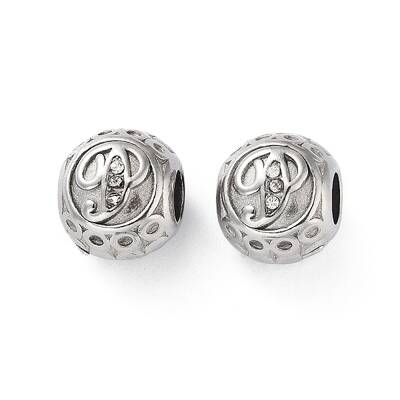 304 Stainless Steel Rhinestone European Beads