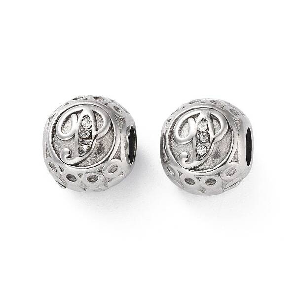 304 Stainless Steel Rhinestone European Beads