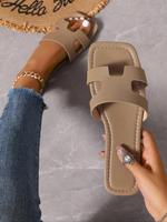 Women's Fashionable Hollow Out Design Slide Sandals, Casual Comfortable Flat Sandals for Beach, All-match Slippers for Daily ...
