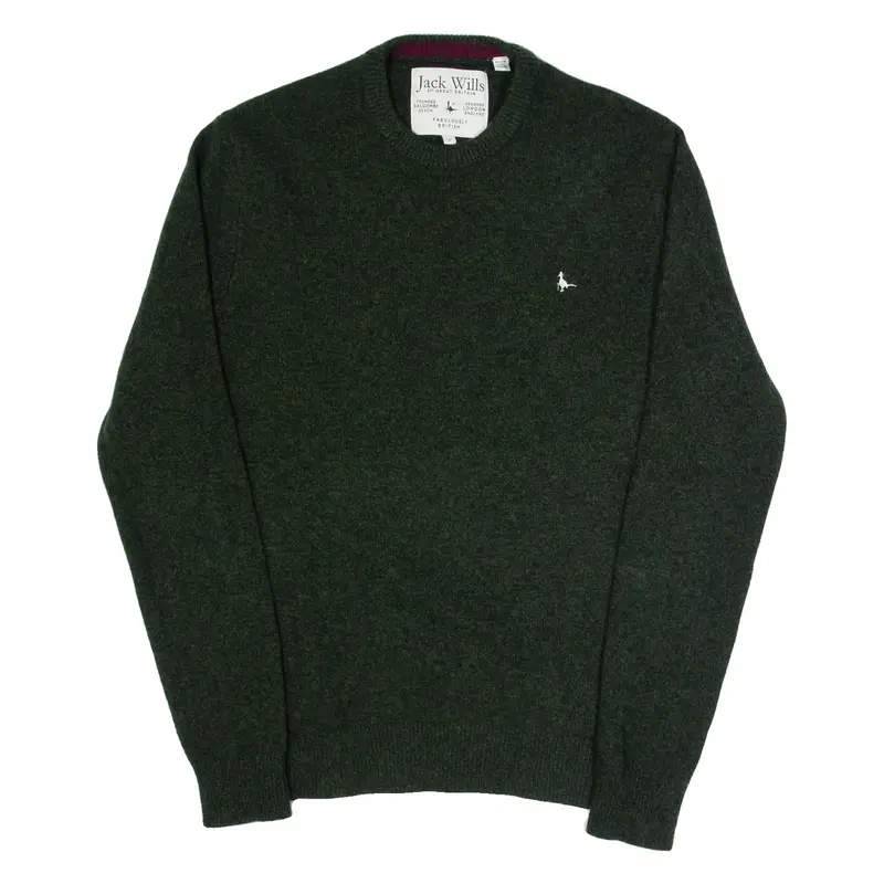 JACK WILLS Mens Jumper Green Tight Knit Wool S