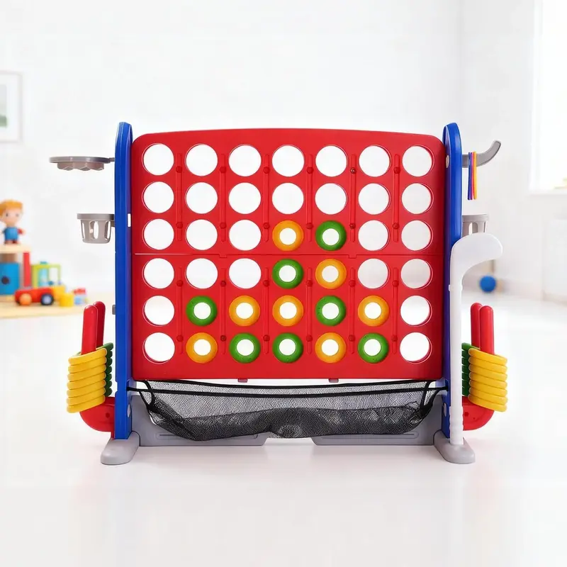 Garvee 4-in-1 Giant Connect Game Set – Adjustable Height, Basketball Hoop, Ring Toss and Net – Jumbo Outdoor Yard Game, Q...