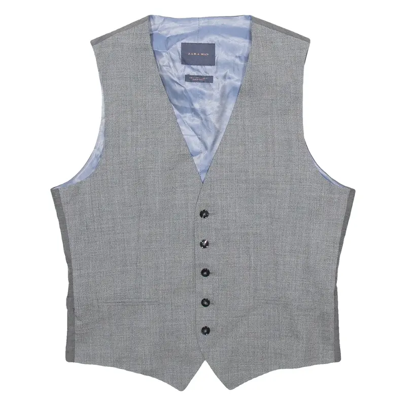 ZARA MAN Mens Blazer Waistcoat Blue Wool L
