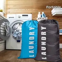 Space-Saving Extra-Large Canvas Laundry Bag - Durable Drawstring Closure, Washable, Portable & Foldable, Perfect for Home, Tr...