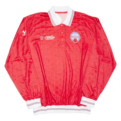 Mens Polo Shirt Red Long Sleeve 2XL