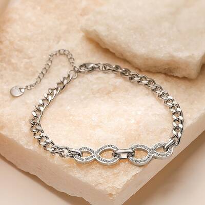 304 Stainless Steel Micro Pave Cubic Zirconia Bracelet