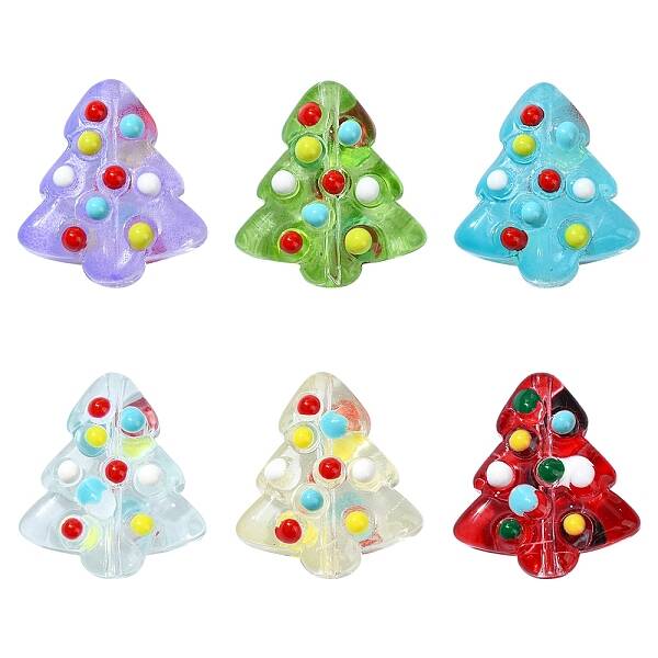 6Pcs Handmade Bumpy Glass Beads Strands