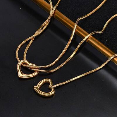 304 Stainless Steel Heart Pendant Y Pendant Necklaces