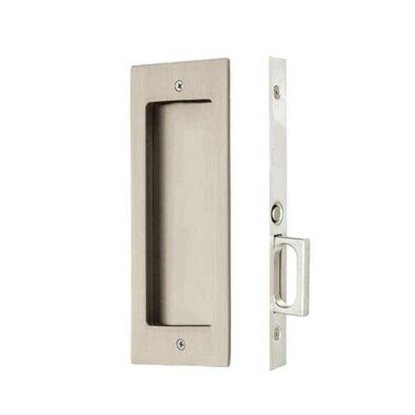 Emtek Modern Rectangular Pocket Door Mortise Lock Passage, 2-7/8 X 7-1/4, For 1-3/8 Thickness, Satin Nickel
