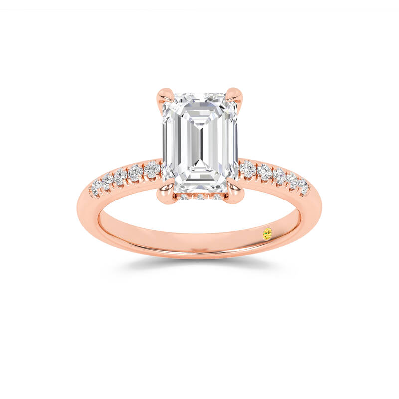 Aurelia Quarter Coverage Hidden Halo Emerald Cut Lab Grown Diamond Engagement Ring | 14K Rose Gold 2 7/8 CT. TW.