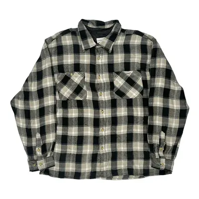 John Blair Checked Flannel Shirt - XL Black & White Acrylic