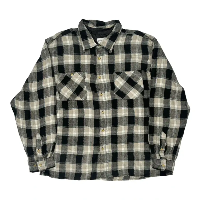 John Blair Checked Flannel Shirt - XL Black & White Acrylic