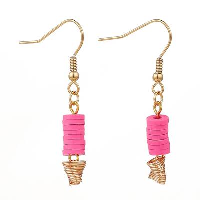 Polymer Clay Heishi Beads Dangle Earrings