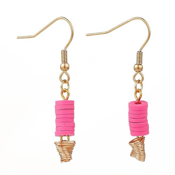 Polymer Clay Heishi Beads Dangle Earrings