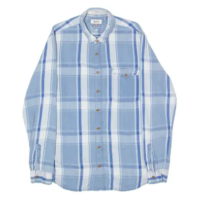 TOMMY HILFIGER Mens Shirt Blue Plaid Long Sleeve XL