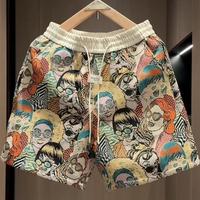 Summer New Style Yarn-dyed Jacquard Casual Shorts Men's Trendy Brand Fashion Contrast Color Loose Couple Sports Shorts