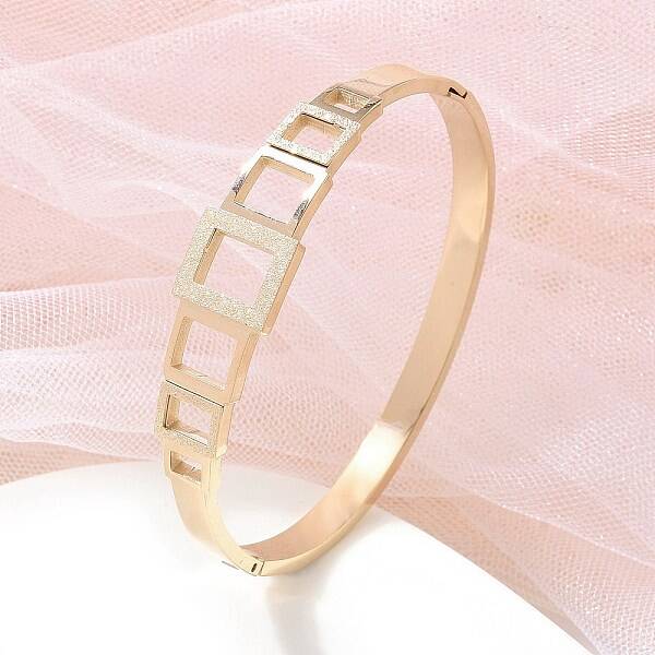 Ion Plating(IP) 304 Stainless Steel Hinged Bangles for Women
