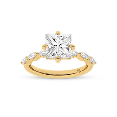 Cabo Princess Cut Lab Grown Diamond Engagement Ring | 14K Yellow Gold 3 1/10 CT. TW.