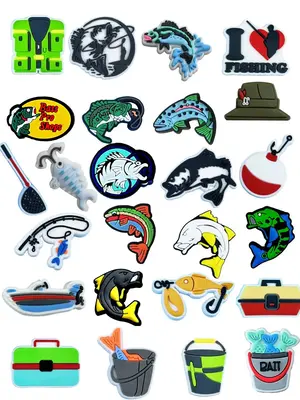Cute Fishing Lure Shoe Decoration, Fashionable Diy Fishing Enthusiast Shoes Decorations, Shoes Decorations for Men & Women Cl...
