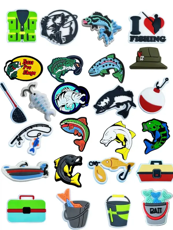 Cute Fishing Lure Shoe Decoration, Fashionable Diy Fishing Enthusiast Shoes Decorations, Shoes Decorations for Men & Women Cl...