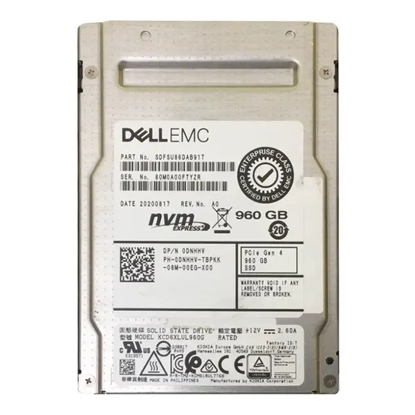 DNHHV Dell 960GB TLC PCI Express 4.0 x4 NVMe Read Intensive (SIE) U.3 2.5-Inch Internal Solid State Drive