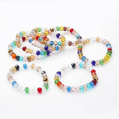 Faceted Glass Stretch Bracelets