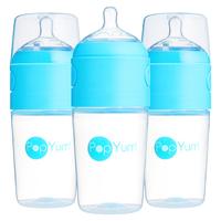 PopYum 9 oz Blue Anti-Colic Formula Making Baby Bottle, 3-Pack with #2 Medium Flow Nipples