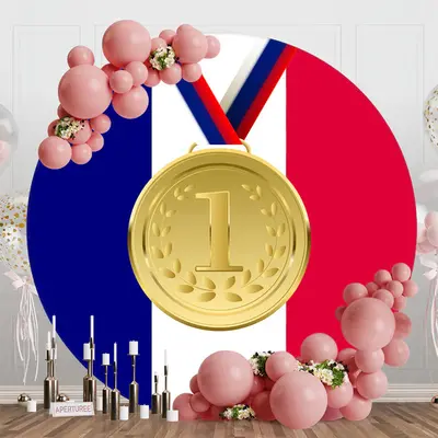 Round Stripe French Flag Gold Metal Sports Backdrop