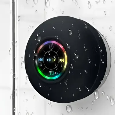 Waterproof Bluetooth Shower Speaker with LED, IPX4 Portable Wireless Hands-Free Mini Water Speaker, USB Rechargeable for Bath...