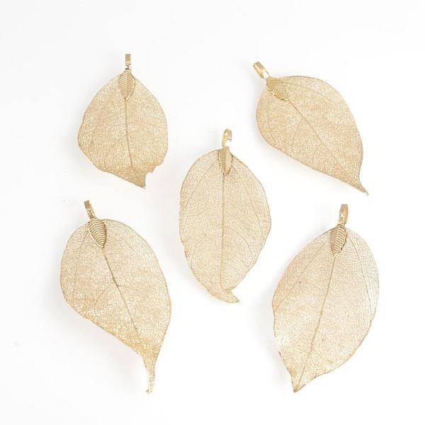 Electroplated Natural Leaf Big Pendants