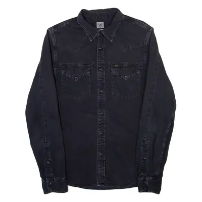 LEE Mens Plain Shirt Grey Long Sleeve S