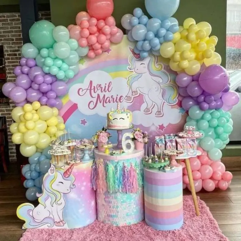 Rainbow Unicorn Celebration Birthday Backdrop