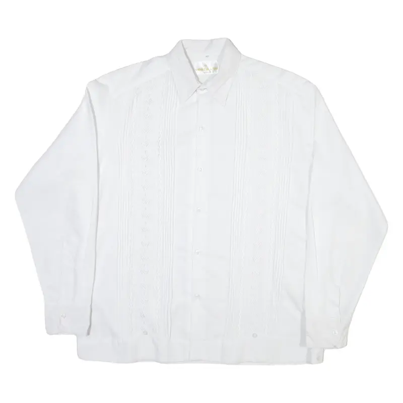 SOBERANO Mens Shirt White Striped Long Sleeve L
