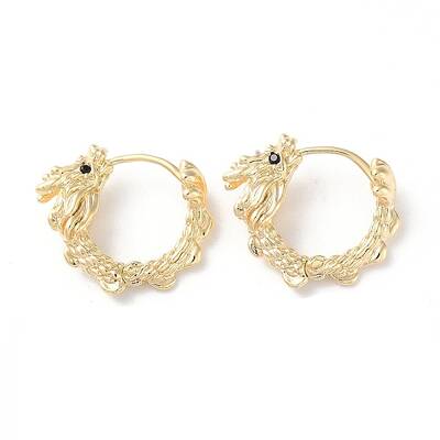 Brass Micro Pave Cubic Zirconia Hoop Earrings