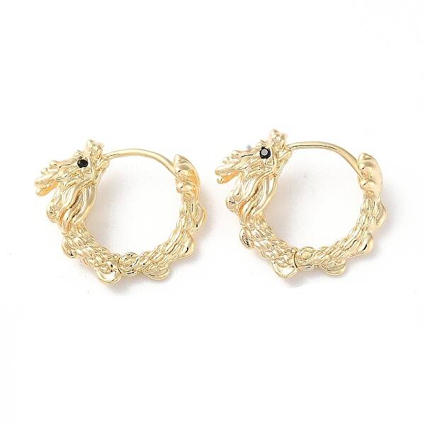 Brass Micro Pave Cubic Zirconia Hoop Earrings