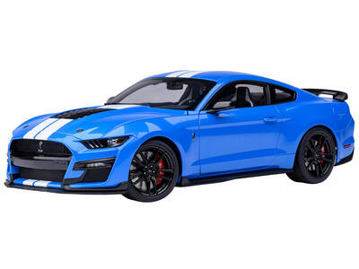 Ford Mustang Shelby GT500 Grabber Blue with White Stripes 1/18 Model Car by Autoart