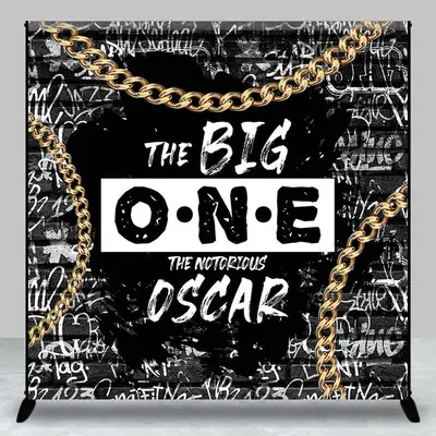 Custom Black Graffiti The Big One Birthday Backdrop - Aperturee