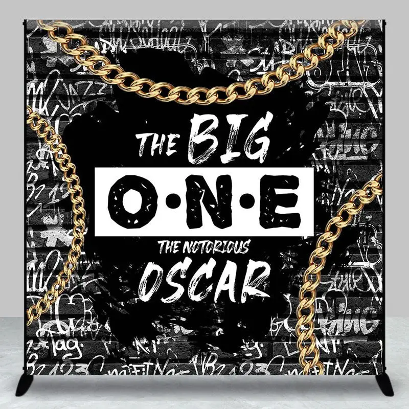 Custom Black Graffiti The Big One Birthday Backdrop - Aperturee