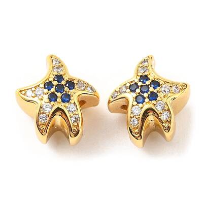 Brass Micro Pave Cubic Zirconia European Beads