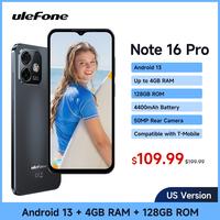 Ulefone Note 16 Pro -Unlocked Mobile Smartphoneļ¼US Version-Black Cellphone,4400mAh Battery,50MP AI Camera,12GB (4GB+8Virtua...