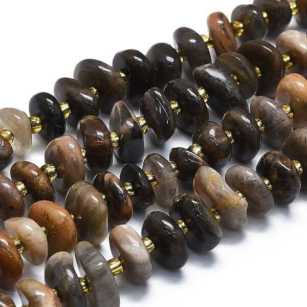 Natural Blcak Moonstone Beads Strands