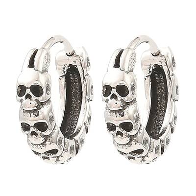 Skull Theme 316 Surgical Stainless Steel Hoop Earrings for Women Men