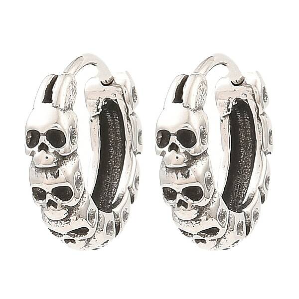 Skull Theme 316 Surgical Stainless Steel Hoop Earrings for Women Men