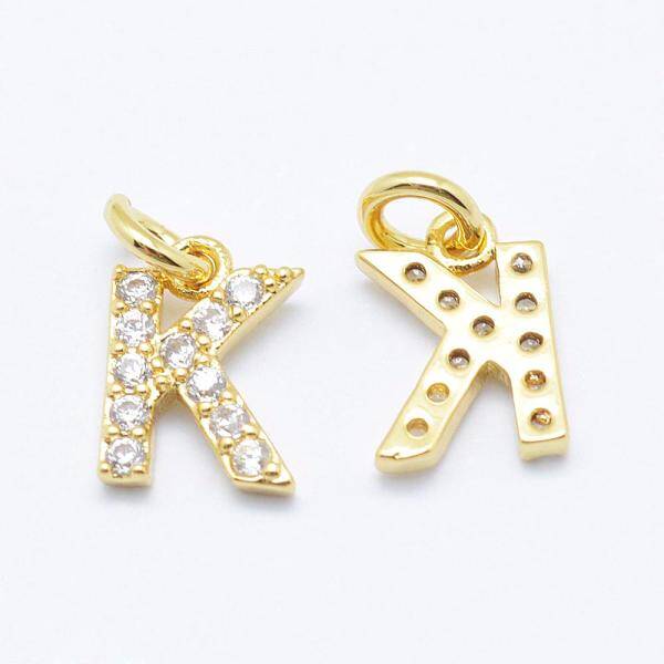 Brass Micro Pave Grade AAA Cubic Zirconia Charms