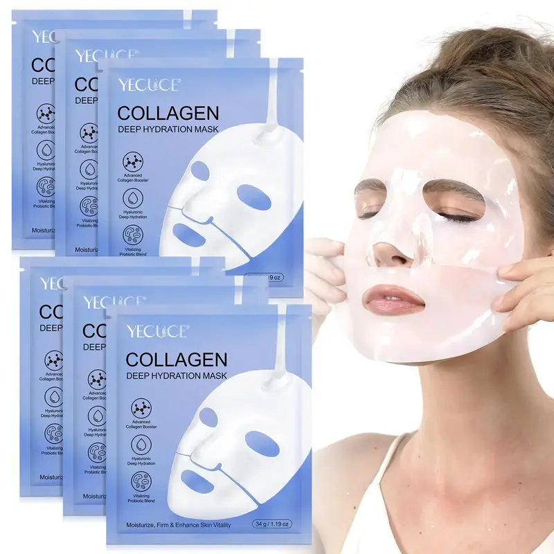 Collagen Facial Mask, Moisturizing Facial Skin Care Mask, Hydrating Facial Skin Care Product, Skincare Products, Collagen Fac...