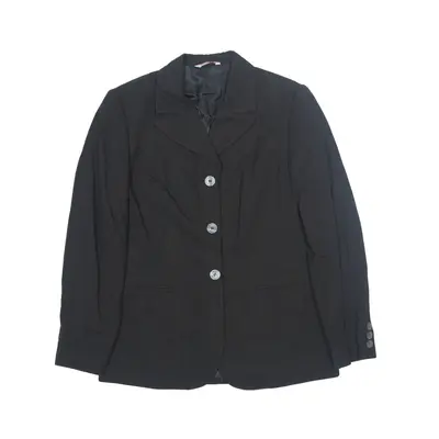 STEFANEL Blazer Jacket Black Wool 90s Striped Womens S