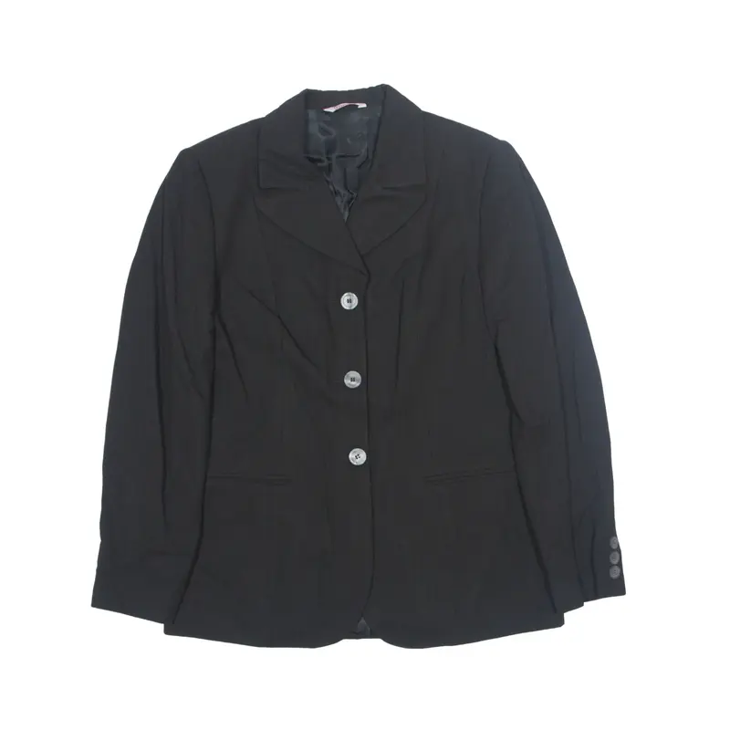 STEFANEL Blazer Jacket Black Wool 90s Striped Womens S