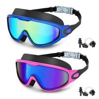Swimming Goggles, 2 Counts Anti-fog & Anti-uv Wide-field Swim Goggles with Ear Plugs, Swimming Accessories for Adults & Teens...